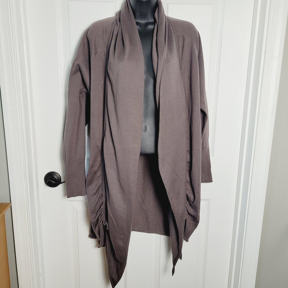 Planet Cardigan Sweater Womens One Size Brown Cotton Open Front Ruched